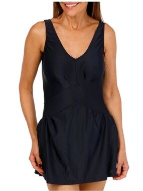 NEW Maxine of Hollywood Black Empire Swim Dress